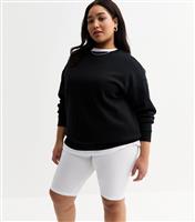 Women's Plus Size White High Waisted Cycling Shorts Curves New Look