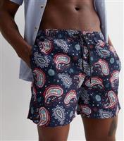 Men's Navy Paisley Swim Shorts Jack & Jones New Look