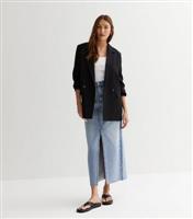 Women's Blue Denim Split Hem Maxi Skirt New Look