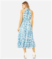 Women's Blue Floral Halter Midi Dress Yumi New Look