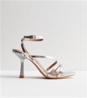 Women's Silver Strappy Stiletto Heel Sandals New Look