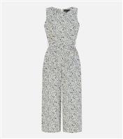 Women's White Animal Print Belted Crop Jumpsuit Mela New Look