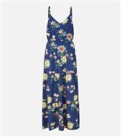 Yumi Navy Floral V Neck Strappy Maxi Dress New Look