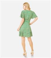 Women's Green Floral Print Wrap Mini Dress Mela New Look