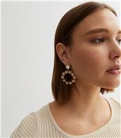 Gold Faux Pearl Floral Doorknocker Earrings New Look