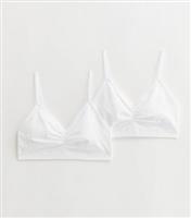 Girls 2 Pack White Seamless Non Wired Bras New Look