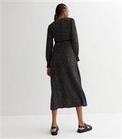 Tall Black Polka Dot Lace Trim V Neck Midi Dress New Look