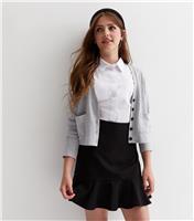 Girls' Black Adjustable Waist Peplum School Skirt New Look