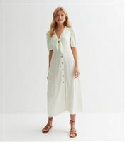 White Spot Tie Front Midaxi Dress New Look