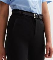 Girls' Black Belted Grow Hem School Trousers New Look