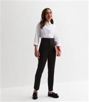 Girls Black Slim Fit Adjustable Waist School Trousers New Look