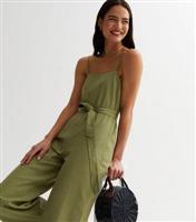 Olive Strappy Wide Leg Jumpsuit New Look