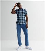 Men's Blue Gingham Twill Short Sleeve Shirt Jack & Jones New Look