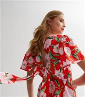 Red Floral Tie Back Mini Dress New Look