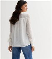 Women's White Embroidered Chiffon V Neck Blouse Gini London New Look
