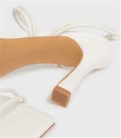 Women's White Leather-Look Strappy Block Heel Sandals London Rebel New Look