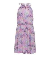 Lilac Floral Halter Dress KIDS ONLY New Look