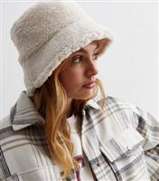 Cream Teddy Bucket Hat New Look
