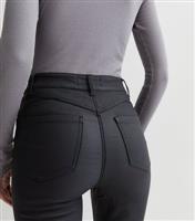 Women's Black Coated Leather-Look Lift & Shape Jenna Skinny Jeans New Look
