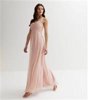 Women's Pink Mesh Pleated Chiffon Gem Embellished Maxi Dress Blue Vanilla New Look