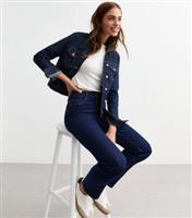 Women's Navy Blue Full Length Slim Straight Jeans New Look