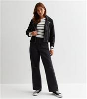 Girls' Black Ripped Wide Leg Jeans New Look