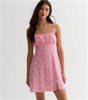 Pink Floral Strappy Mini Dress New Look