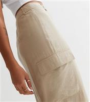 Stone Split Hem Cargo Midaxi Skirt New Look