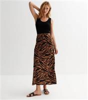 Women's Brown Animal Print Midi Skirt New Look