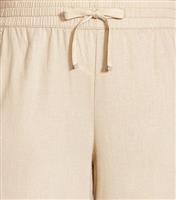 Women's Plus Size Stone Linen Blend Wide Leg Crop Trousers Curves Evans New Look