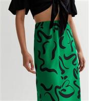Women's Green Abstract Print Bias Cut Midaxi Skirt New Look