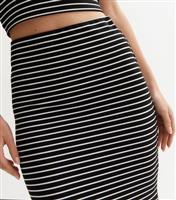 Black Stripe Midaxi Split Hem Bodycon Skirt New Look
