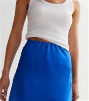 Women's Blue Satin Midi Skirt Gini London New Look
