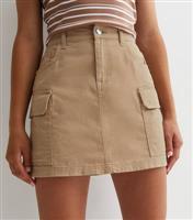 Girls' Camel Cotton Cargo Mini Skirt School New Look