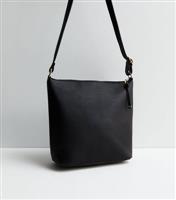 Black Leather-Look Front Pocket Bucket Bag New Look Vegan
