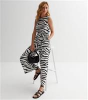 White Zebra Print Linen-Look Sleeveless Jumpsuit New Look
