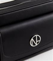 Black Leather-Look Pocket Front Cross Body Bag New Look Vegan