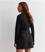 Girls' Black Cotton Buckle Cargo Mini Skirt New Look