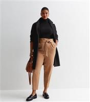 Women's Plus Size Camel Belted Trousers Curves New Look