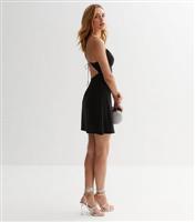 Black Cowl Neck Strappy Mini Dress New Look