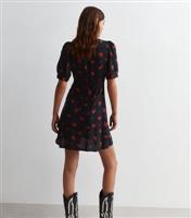 Women's Black Floral Lace Trim Mini Dress New Look
