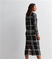 Black Check Jersey Long Sleeve Midaxi Dress New Look