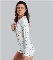 Loungeable White Pyjama Romper with Ski Print New Look