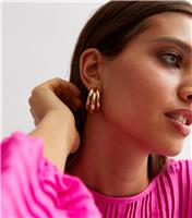 18ct Gold Plated Triple Hoop Earrings New Look