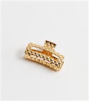 Gold Quilted Metal Hair Claw Clip New Look