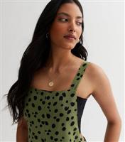 Women's Green Spot Wide Leg Dungaree Jumpsuit New Look