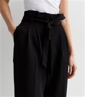 Women's Black High Waist Paperbag Trousers New Look
