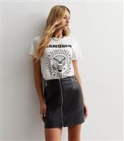 Women's Black Leather-Look Double Buckle Mini Skirt New Look