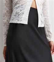 Women's Black Shine Satin Bias Cut Midi Skirt New Look