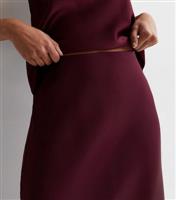 Women's Burgundy Shine Satin Bias Cut Midaxi Skirt New Look